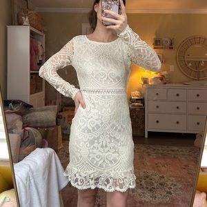 Backless Long Sleeve Bodycon Mini Lace Dress by Rosedress